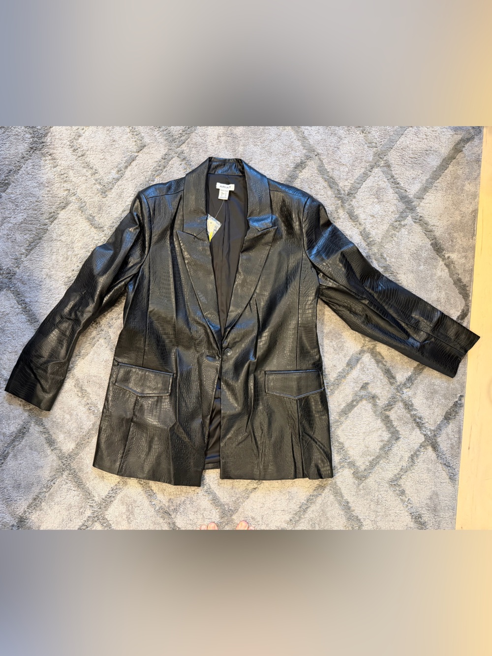 Ariat Black Faux Leather Blazer Jacket croc texture